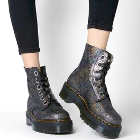 Dr. Martens Shoes - (RARE!) DR. MARTENS Molly Boot in Pewter Crackled leather
